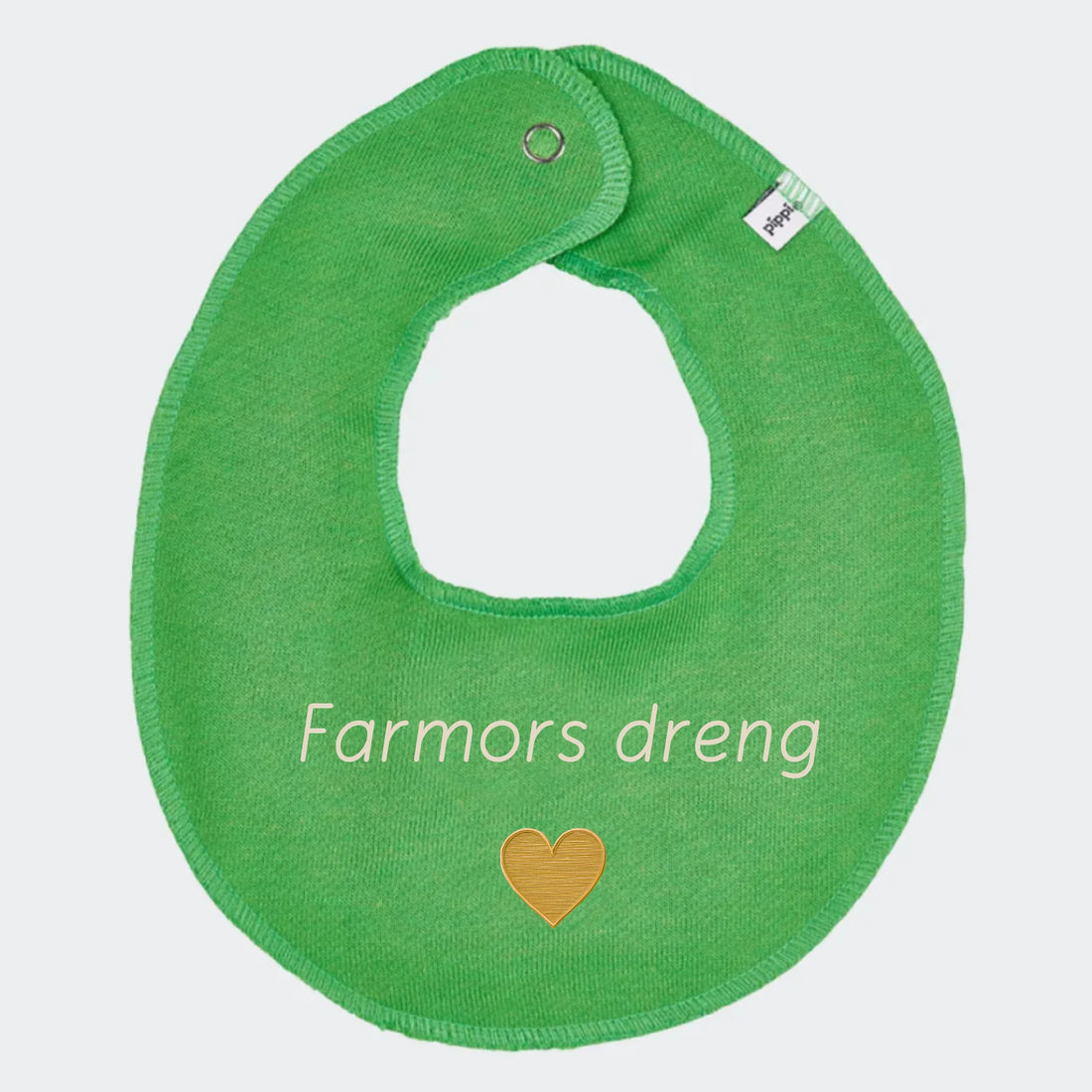 Rund Hagesmæk med broderet hjerte - Bland selv Customizer 123Unik Runde hagesmække med broderet hjerte - bland selv Dry green