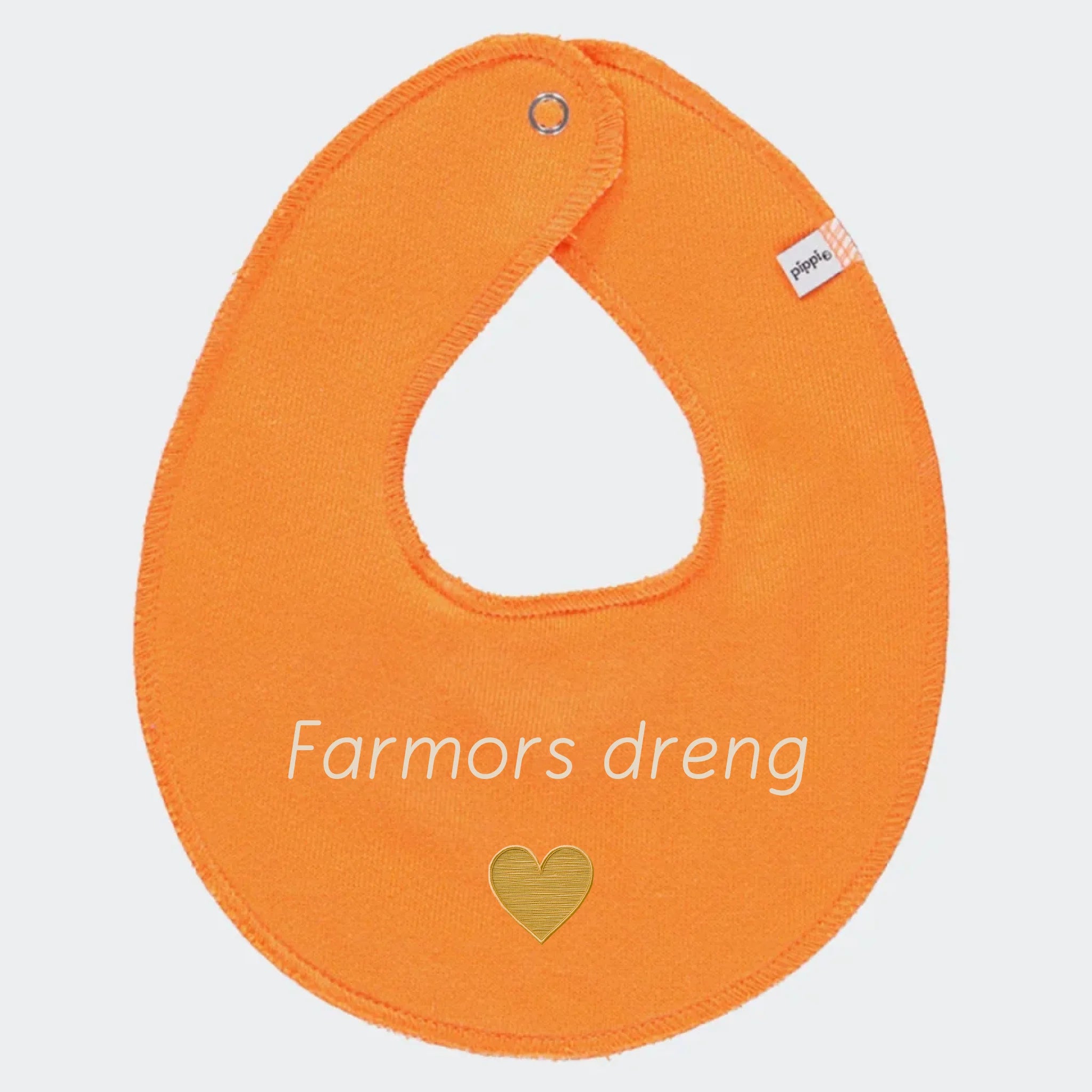 Rund Hagesmæk med broderet hjerte – Bland selv, Runde orange