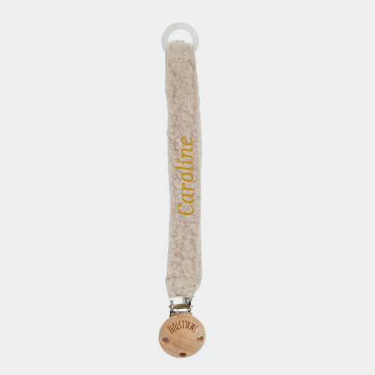 Strikket suttesnor, bouclé merino uld, nature, 22 cm