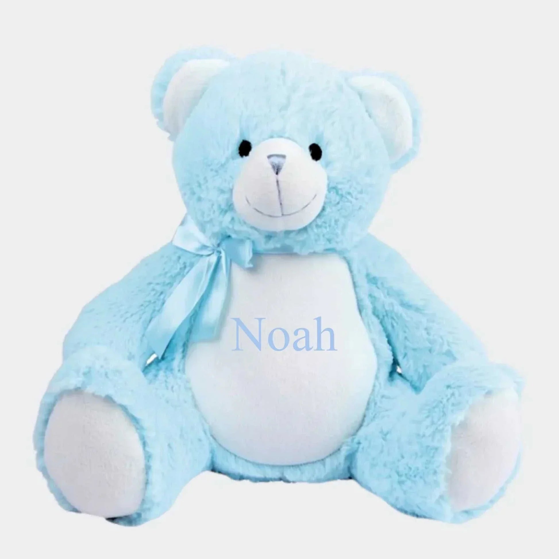 Personlig Lyseblå Bamse med Broderi Customizer minegenverden Navn 54654654 42cm