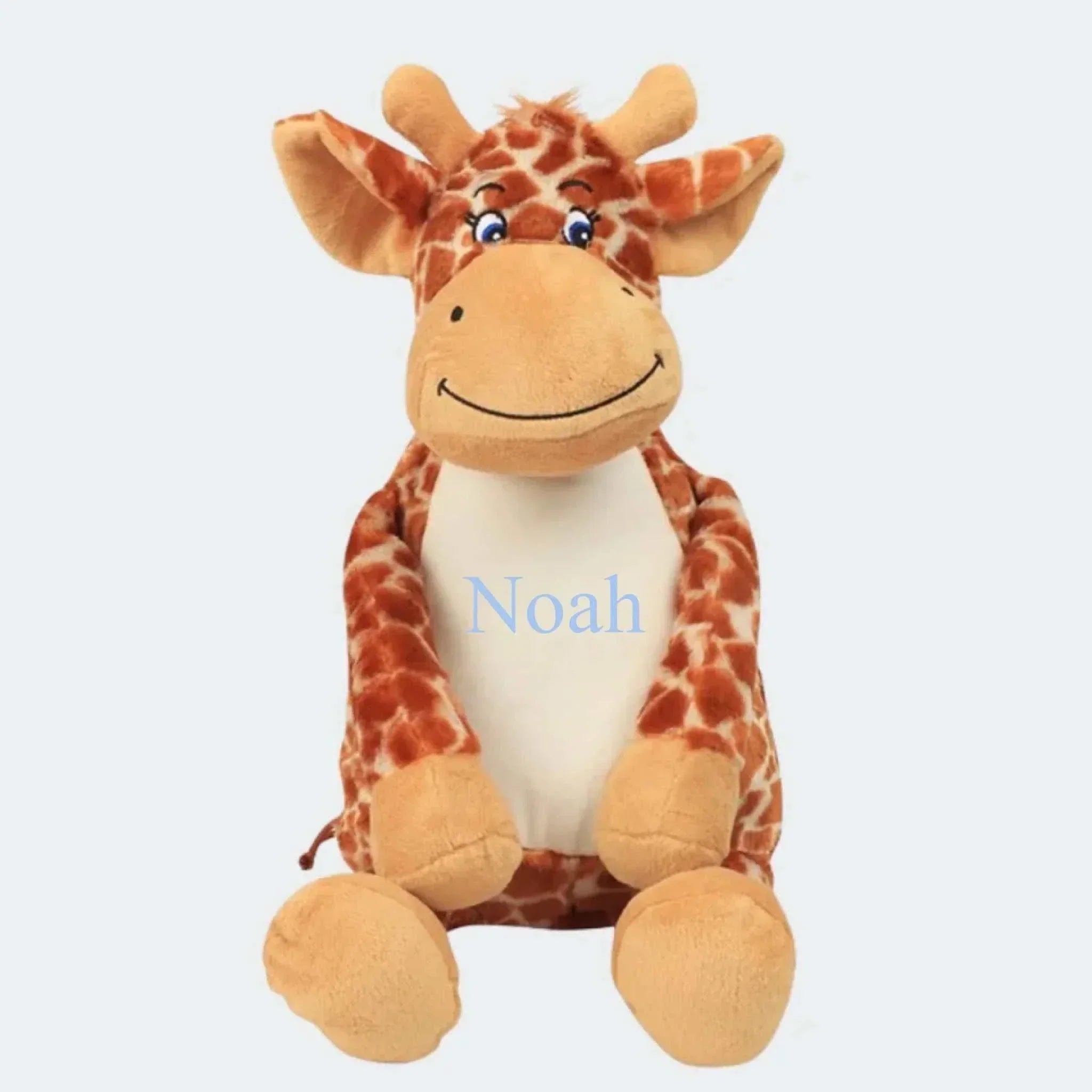 Giraf bamse med broderet navn, 42 cm