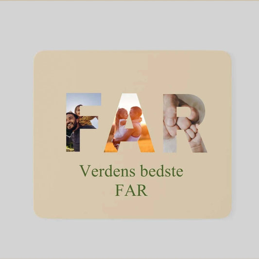 Mussemåtte – FAR med egne billeder og tekst, Beige 25x25cm