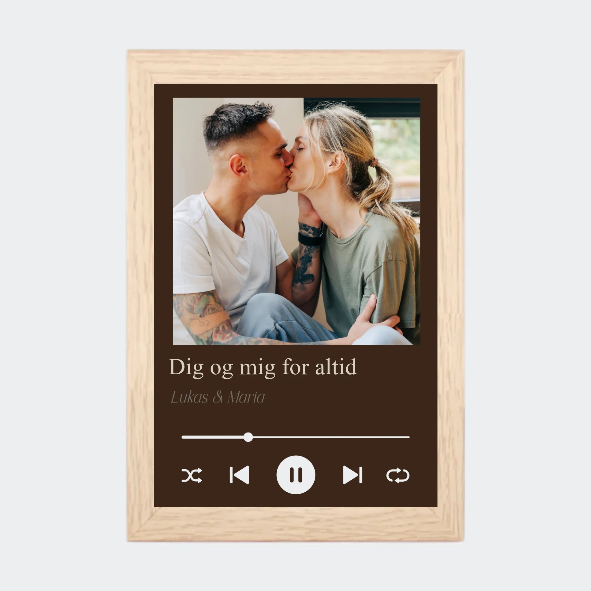 Plakat – Sang med eget billede og tekst, 10 × 15 med naturfarvet ramme