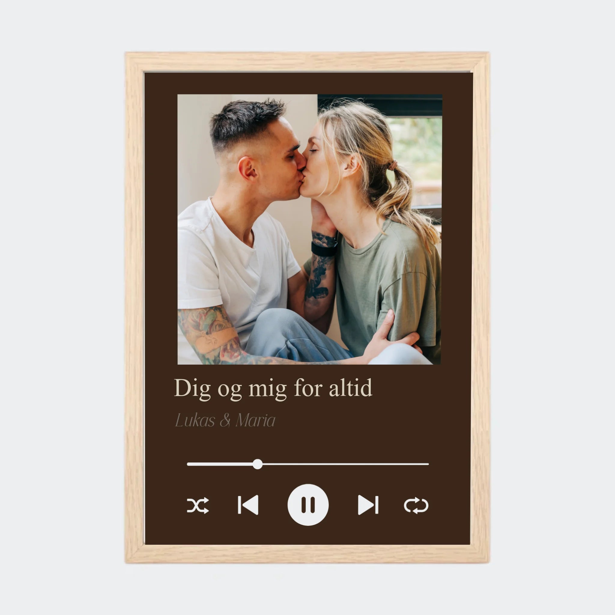 Plakat – Sang med eget billede og tekst, A4 med naturfarvet ramme