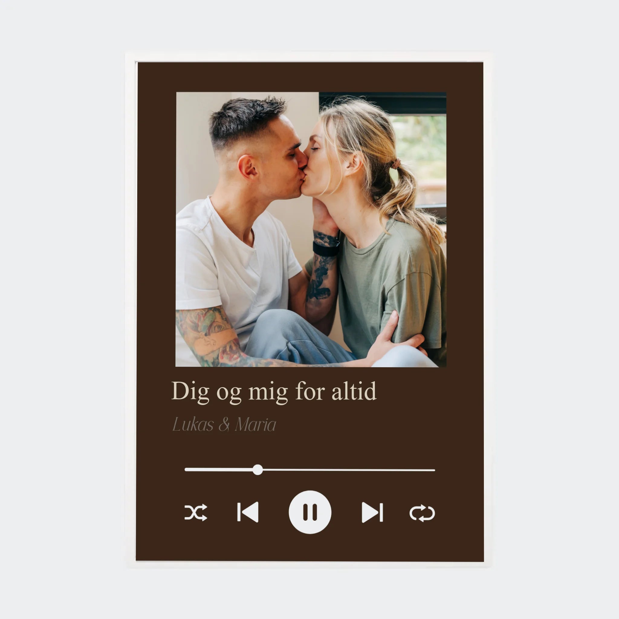 Plakat – Sang med eget billede og tekst, A2 med hvid ramme