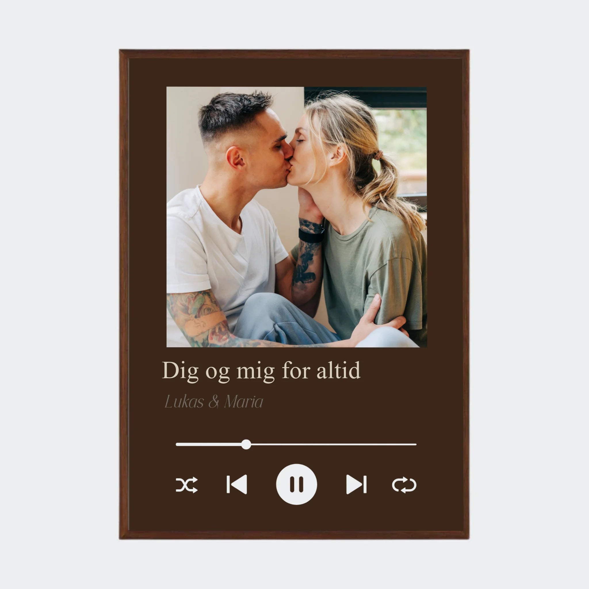 Plakat – Sang med eget billede og tekst, A2 med ramme i mørk eg