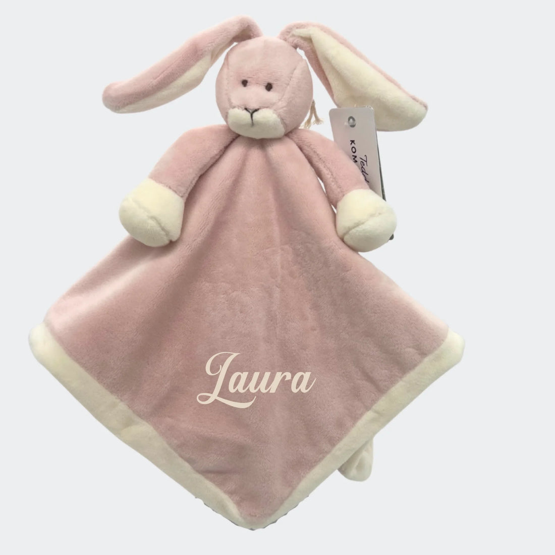 Lyserød kanin nusseklud med navn Customizer TeeInBlue lyserød kanin nusseklud lyserød 35 x 35 cm