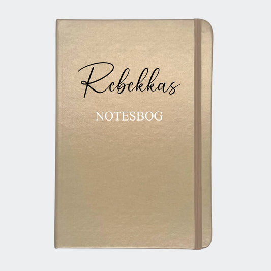 A5 notesbog i metallisk guld – med navn, faire 14,5 X 21 Cm
