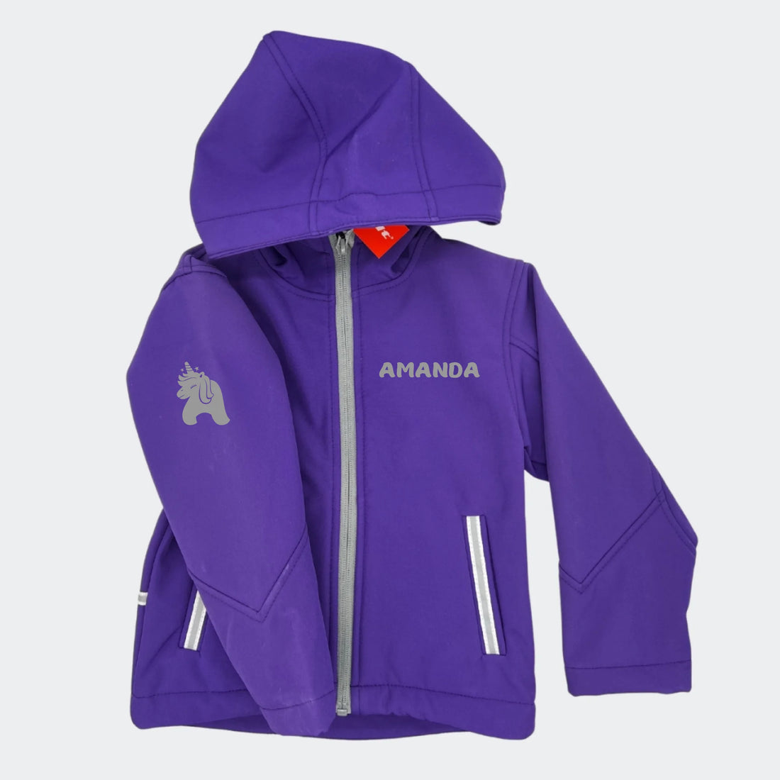 Lilla softshell jakke med navn Customizer ralawise Lilla softshell jakke med navn Lilla 3/4 år