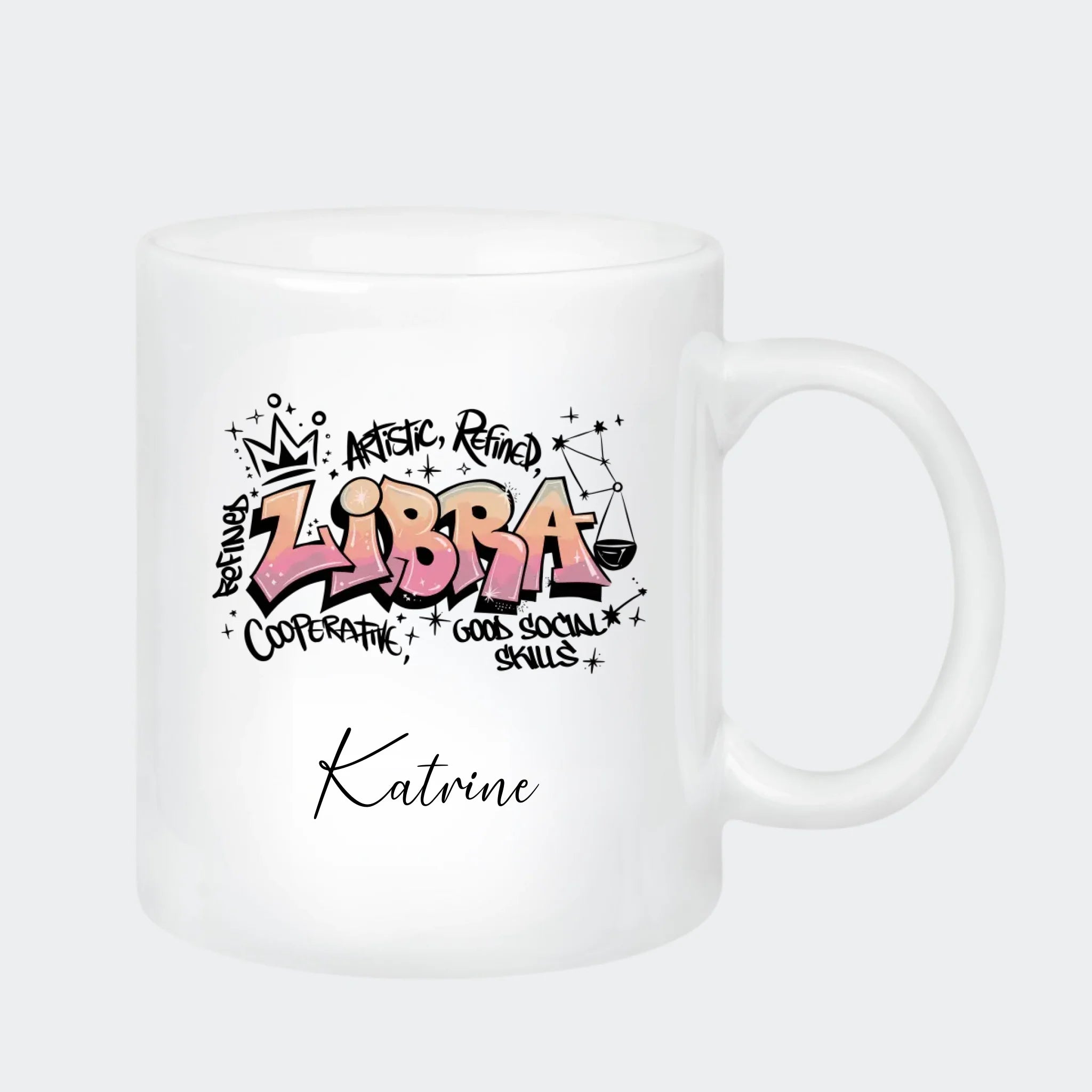 Stjernetegn keramik krus - Grafitti Customizer TeeInBlue Keramik krus 330ml hvid 330ml