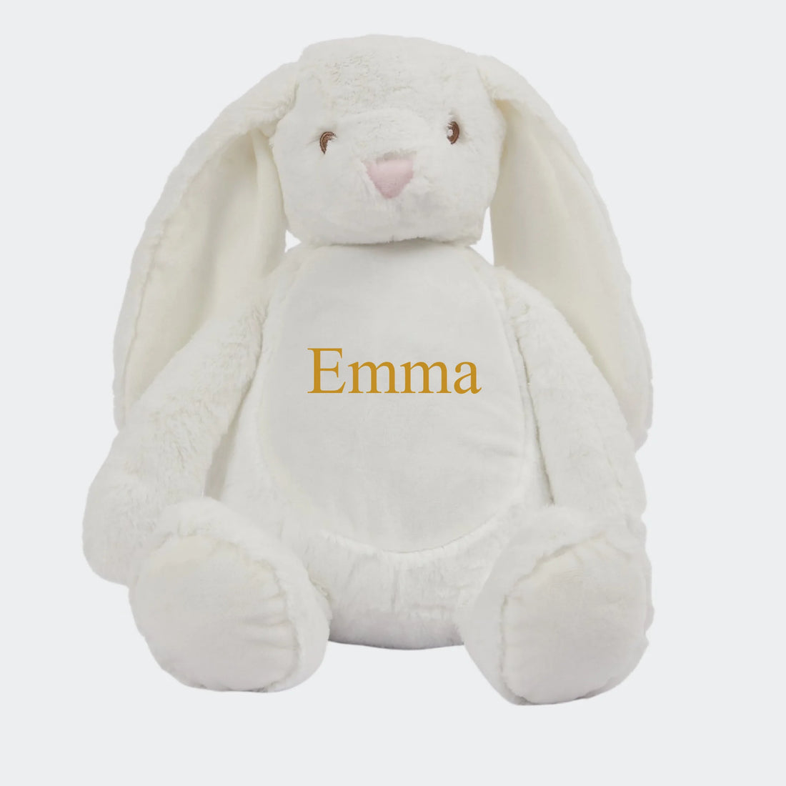 Hvid kanin bamse med broderet navn Customizer TeeInBlue