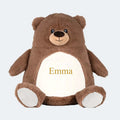 Brun bjørne bamse med broderet navn Customizer TeeInBlue Navn 54654654 42cm