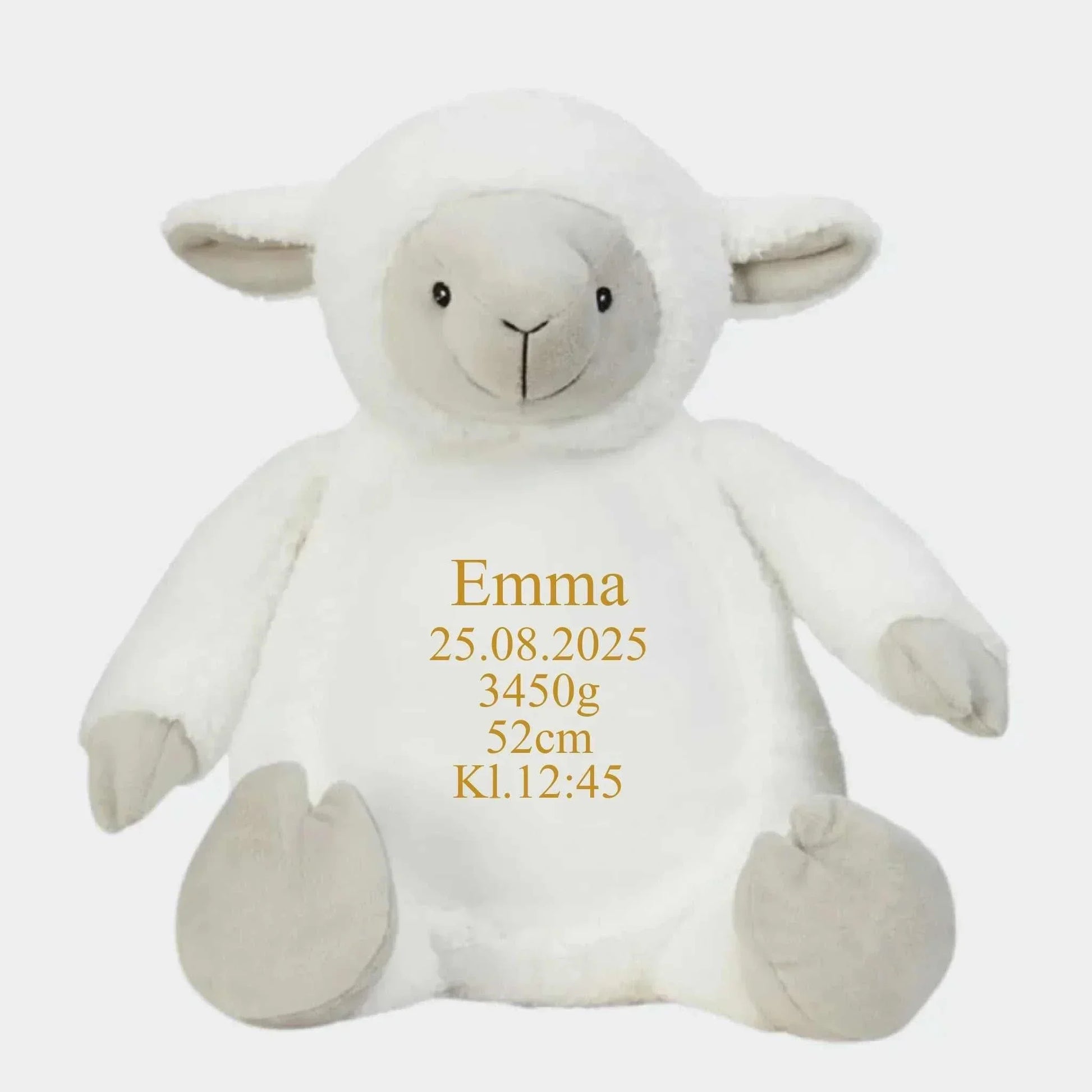 Lam bamse med navn Customizer TeeInBlue Navn+Dato+Længde+Vægt+Klokkeslet 544 42cm