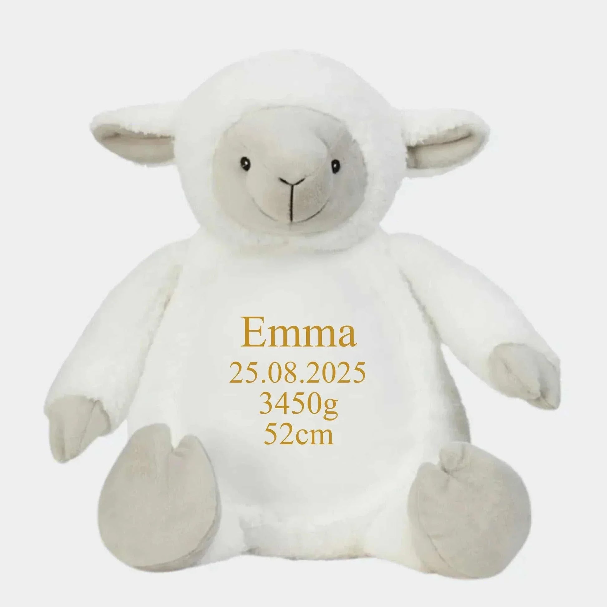 Lam bamse med navn Customizer TeeInBlue Navn+Dato+Længde+Vægt 544 42cm