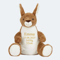 Kænguru bamse med navn Customizer TeeInBlue Navn+Dato+Længde+Vægt 544 42cm