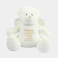 Engel bamse med navn og data broderet på bamsen Customizer TeeInBlue Navn+Dato+Længde+Vægt+Klokkeslet 544 42cm