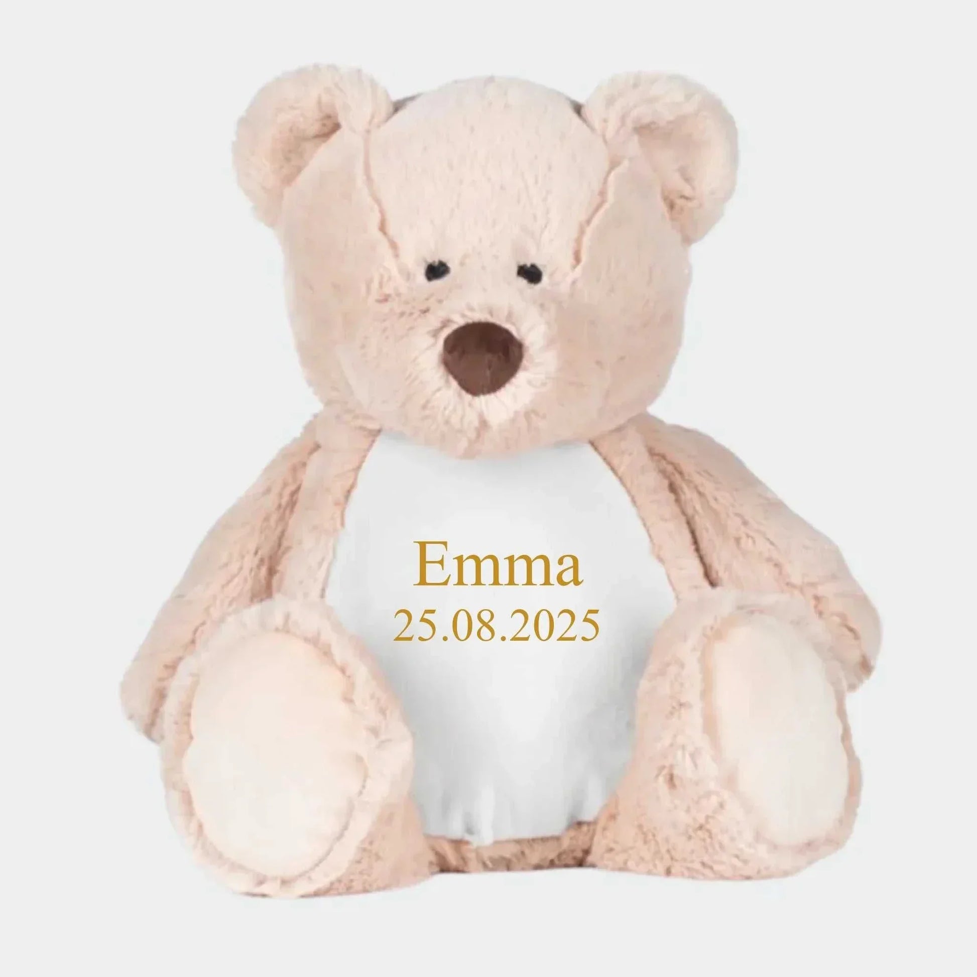 Classik bamse med navn og data broderet på bamsen Customizer TeeInBlue Navn+Dato 544 42cm