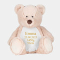 Classik bamse med navn og data broderet på bamsen Customizer TeeInBlue Navn+Dato+Længde+Vægt 544 42cm