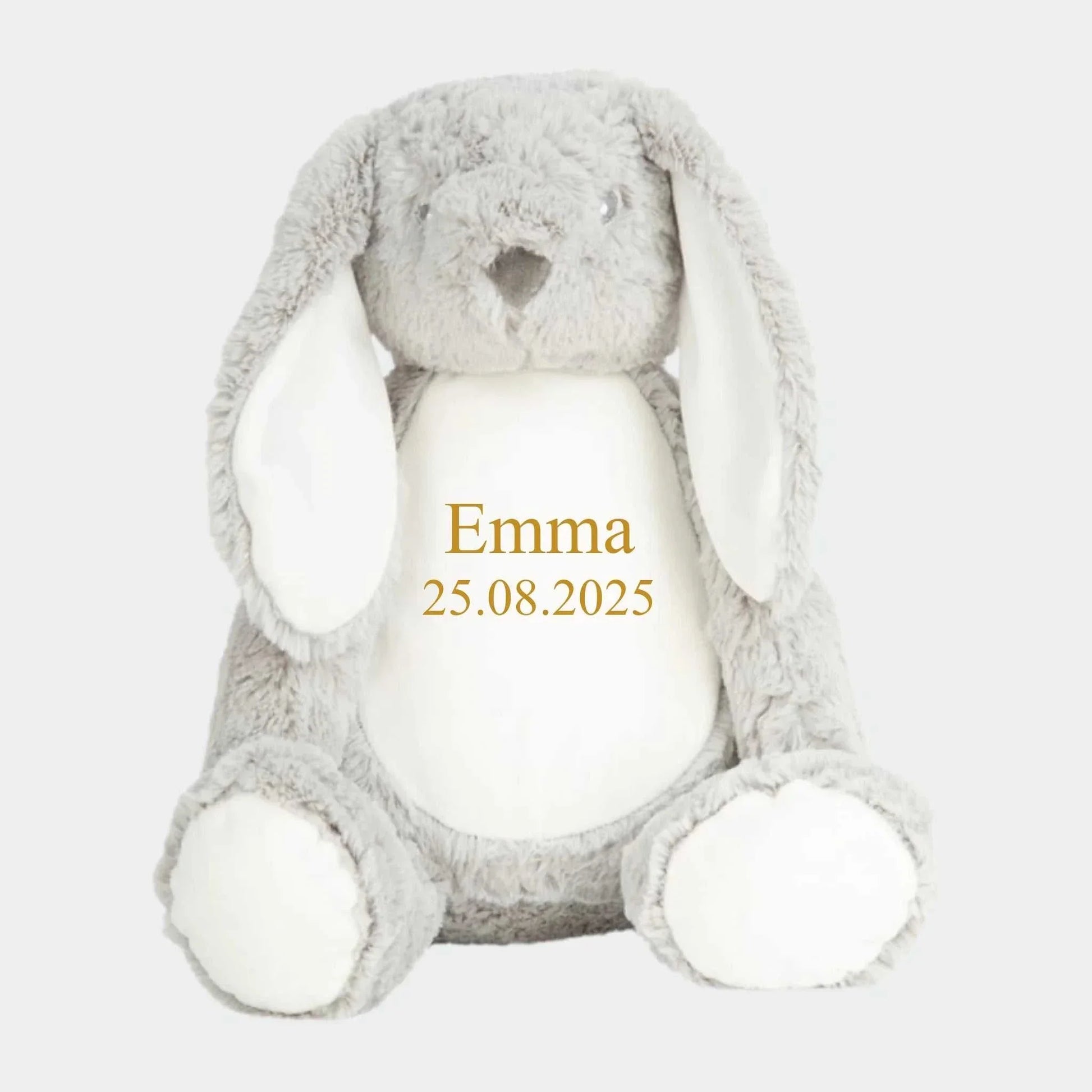 Grå kanin bamse Customizer Min Egen Verden.dk Navn+Dato 544 42cm