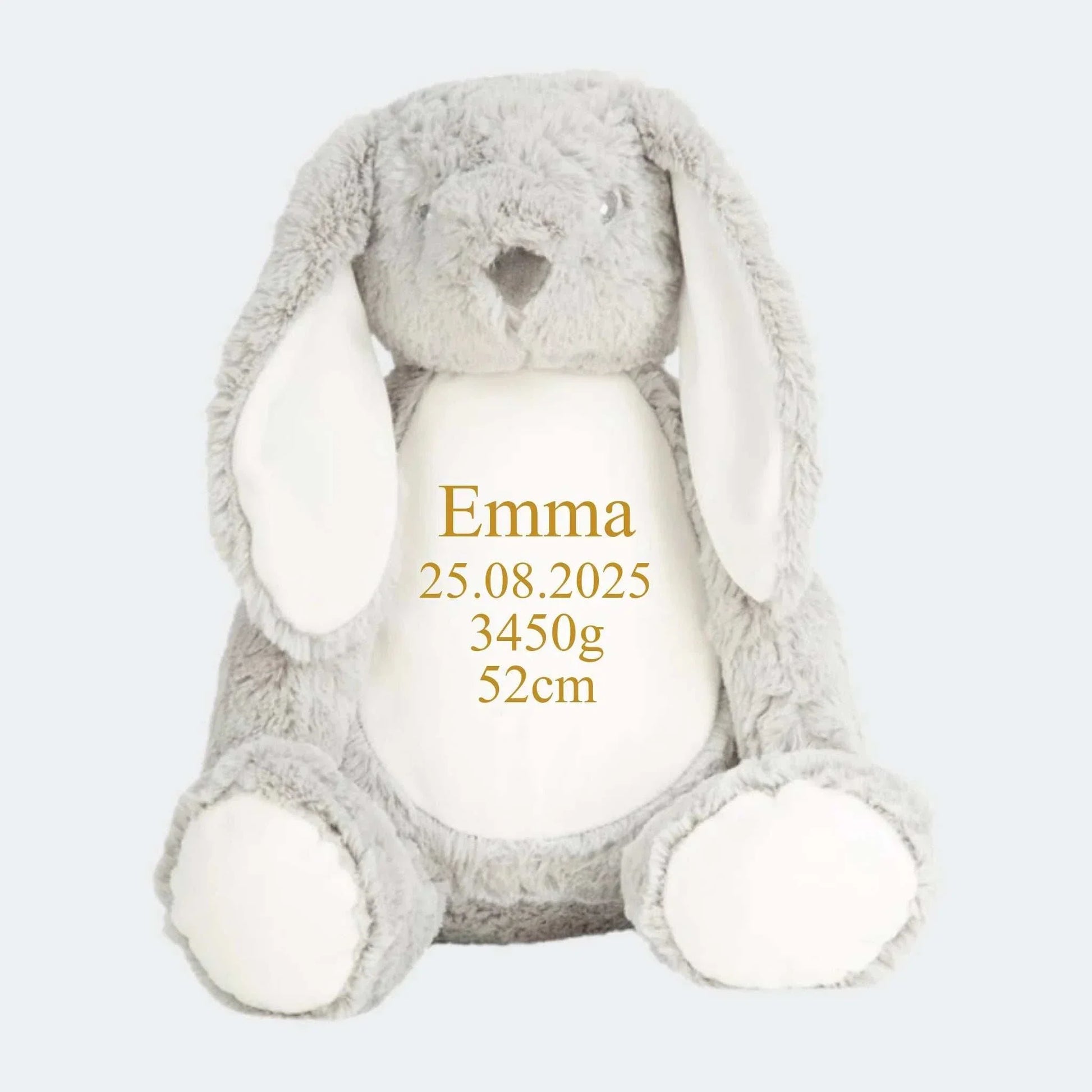 Grå kanin bamse Customizer Min Egen Verden.dk Navn+Dato+Længde+Vægt 544 42cm