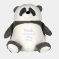 Grå panda bamse med navn og data broderet på bamsen Customizer TeeInBlue Navn+Dato+Længde+Vægt 544 42cm