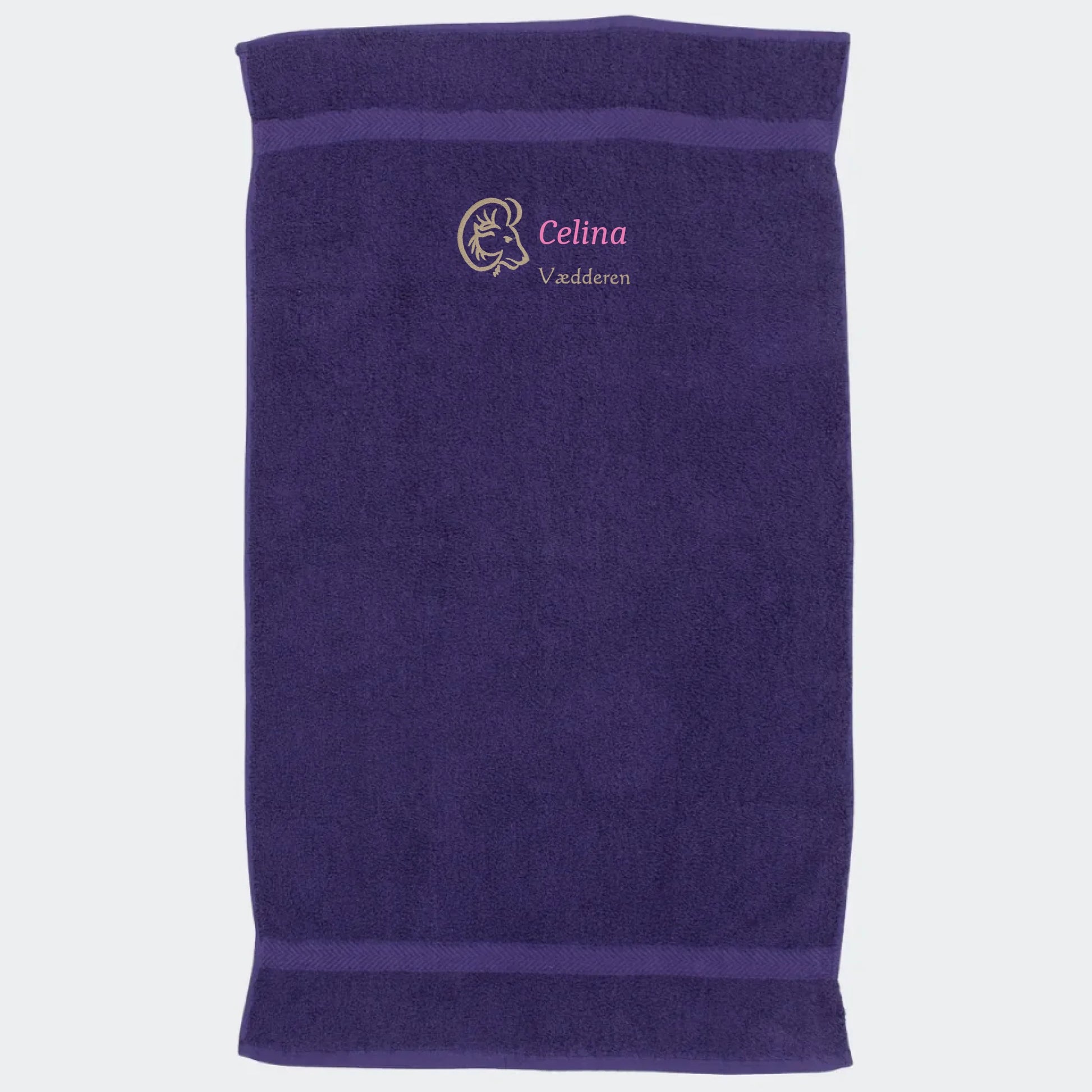 Håndklæde med stjernetegn og navn - Vædderen Customizer TeeInBlue Håndklæde med flere linjer Lilla 50x90
