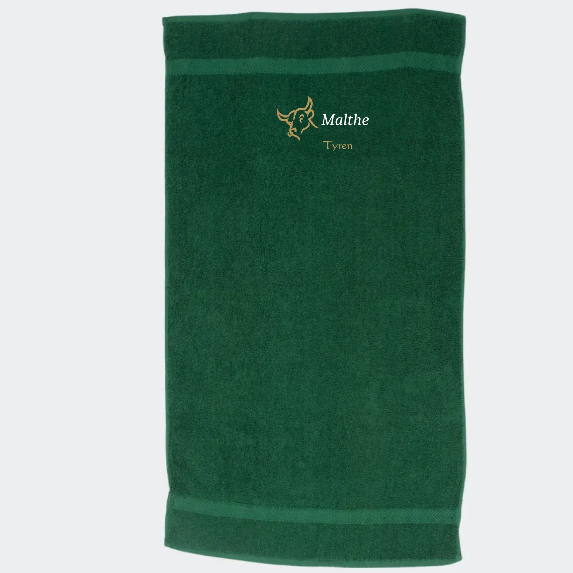 Håndklæde med stjernetegn og navn - Tyren Customizer TeeInBlue