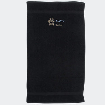 Håndklæde med stjernetegn og navn - Tvilling Customizer TeeInBlue Håndklæde med flere linjer Sort 50x90