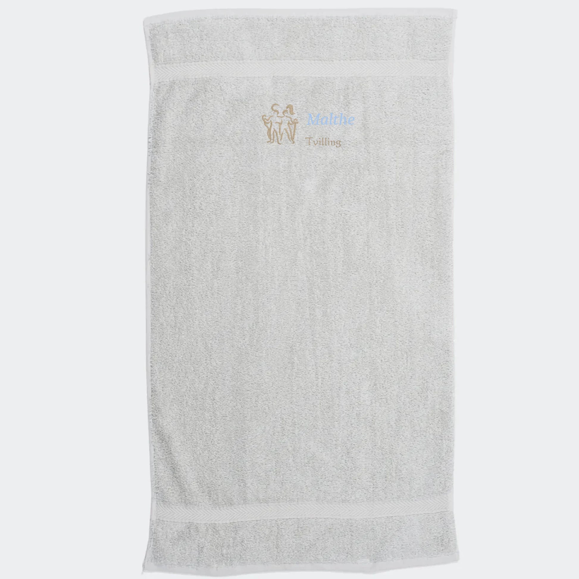 Håndklæde med stjernetegn og navn - Tvilling Customizer TeeInBlue Håndklæde med flere linjer Lysegrå 50x90