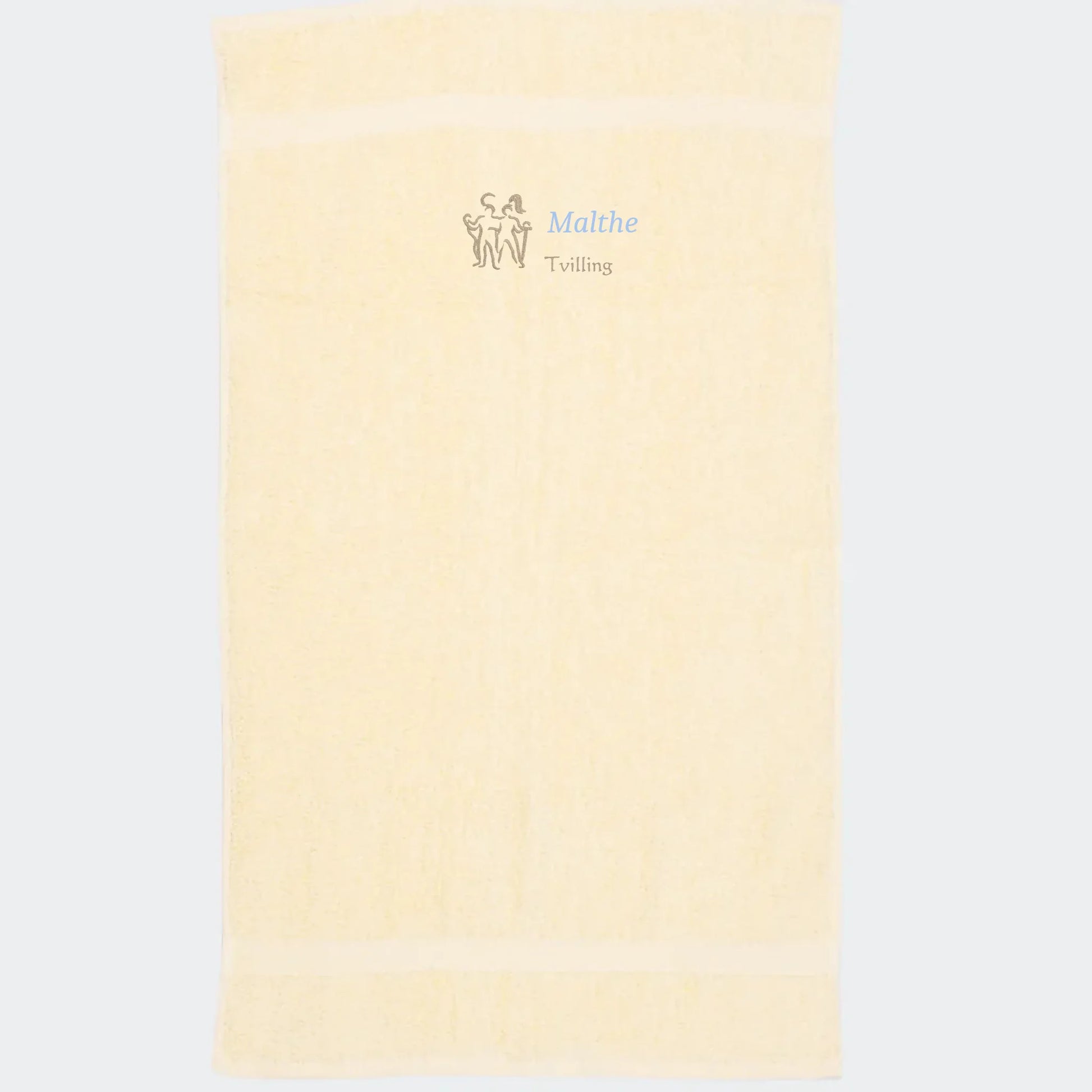 Håndklæde med stjernetegn og navn - Tvilling Customizer TeeInBlue Håndklæde med flere linjer Natur 50x90