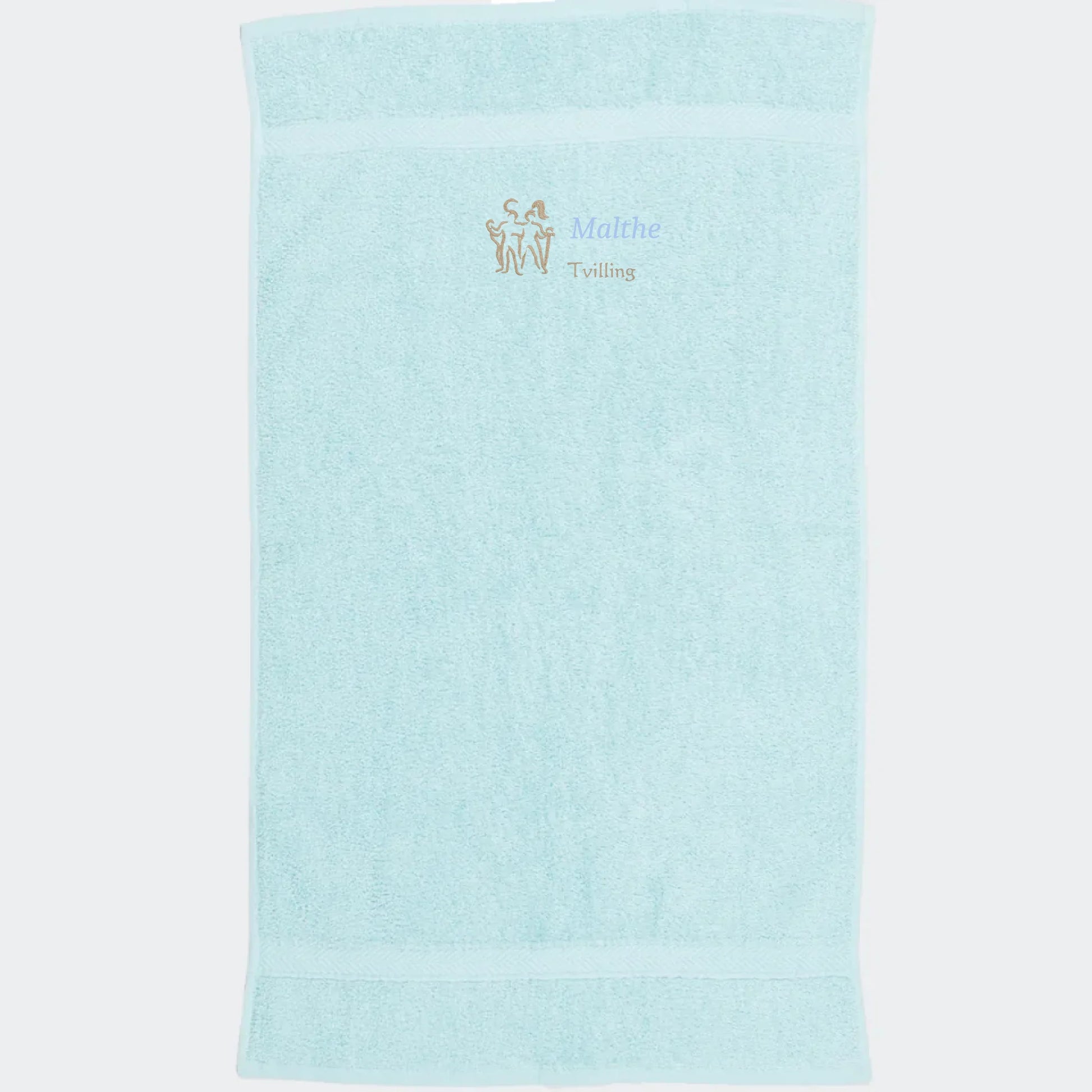Håndklæde med stjernetegn og navn - Tvilling Customizer TeeInBlue Håndklæde med flere linjer Mint 50x90