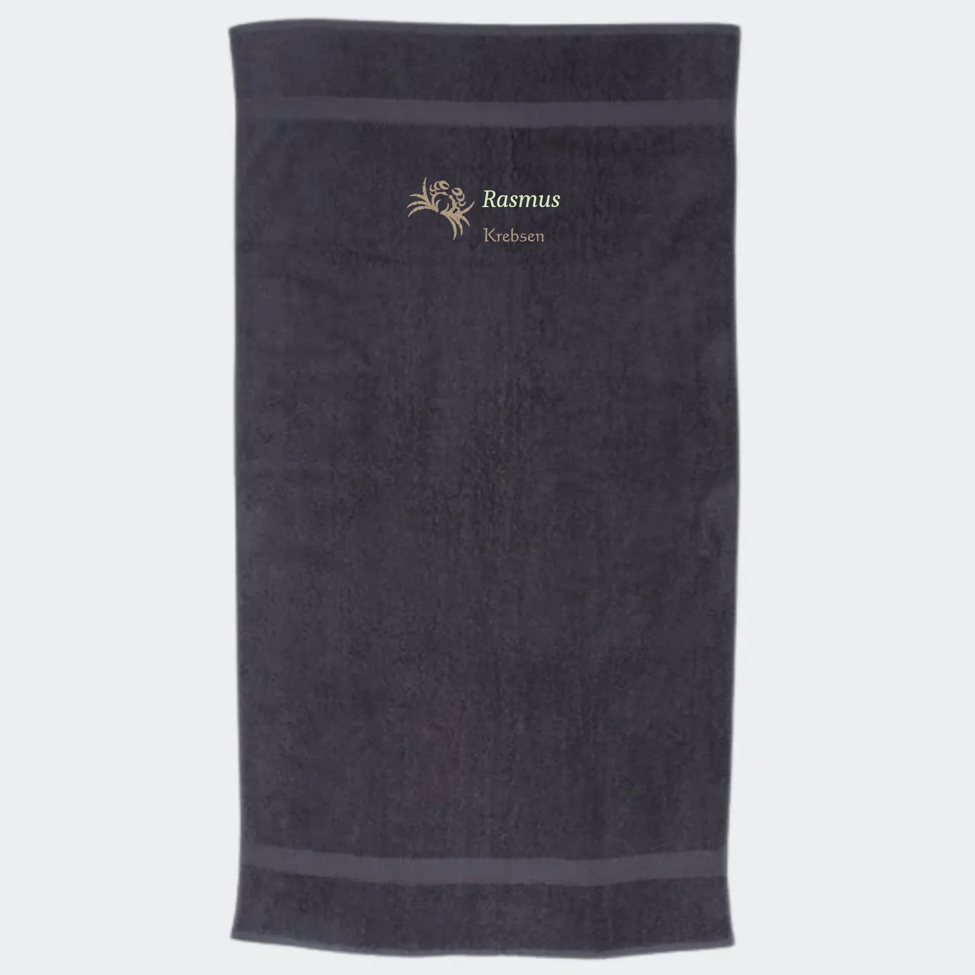 Håndklæde med stjernetegn og navn - Krebsen Customizer TeeInBlue Håndklæde med flere linjer Mørkegrå 50x90