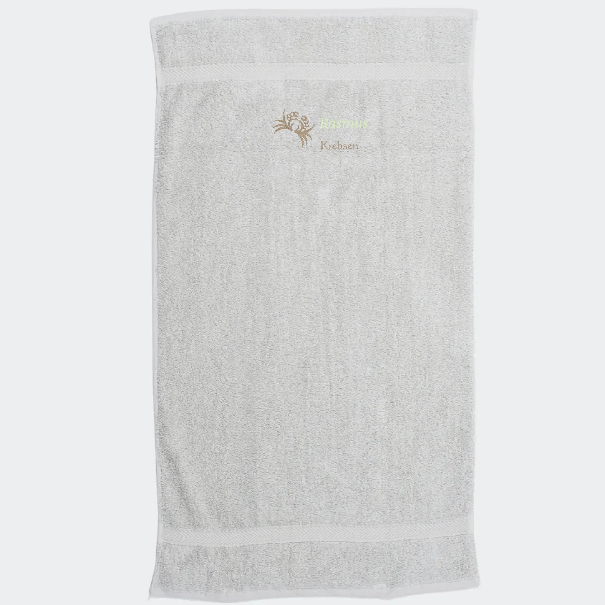 Håndklæde med stjernetegn og navn - Krebsen Customizer TeeInBlue Håndklæde med flere linjer Lysegrå 50x90