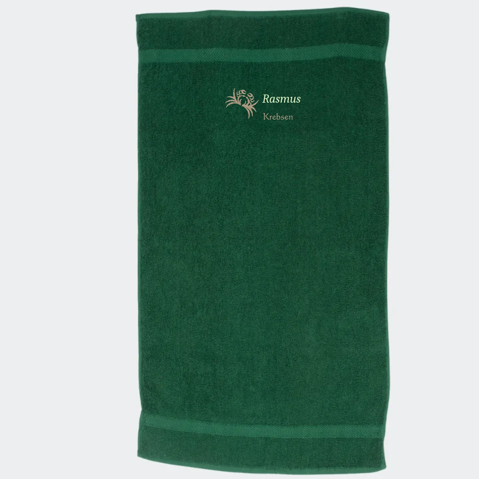 Håndklæde med stjernetegn og navn - Krebsen Customizer TeeInBlue Håndklæde med flere linjer Mørkgrøn 50x90