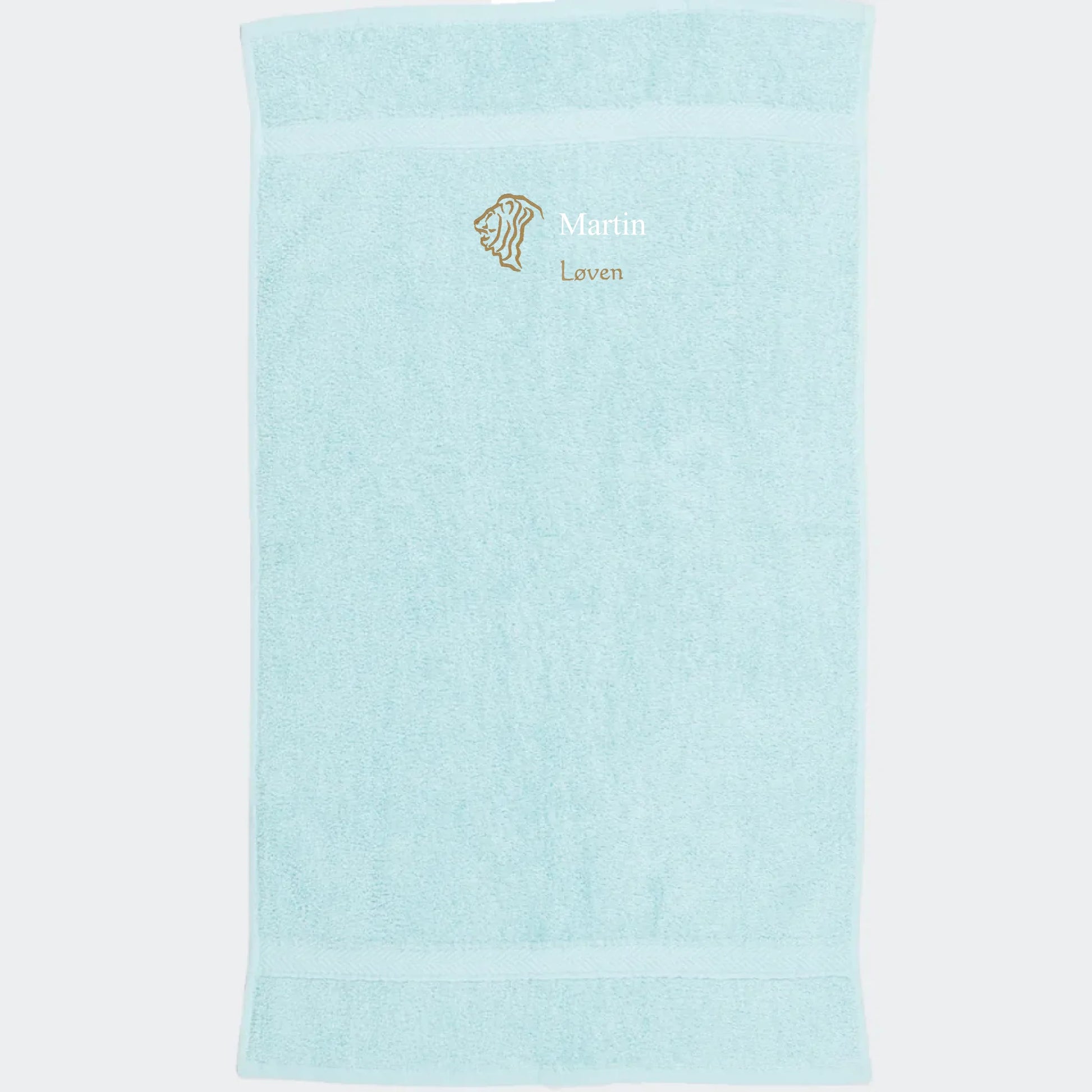 Håndklæde med stjernetegn og navn - Løven Customizer TeeInBlue Håndklæde med flere linjer Mint 50x90