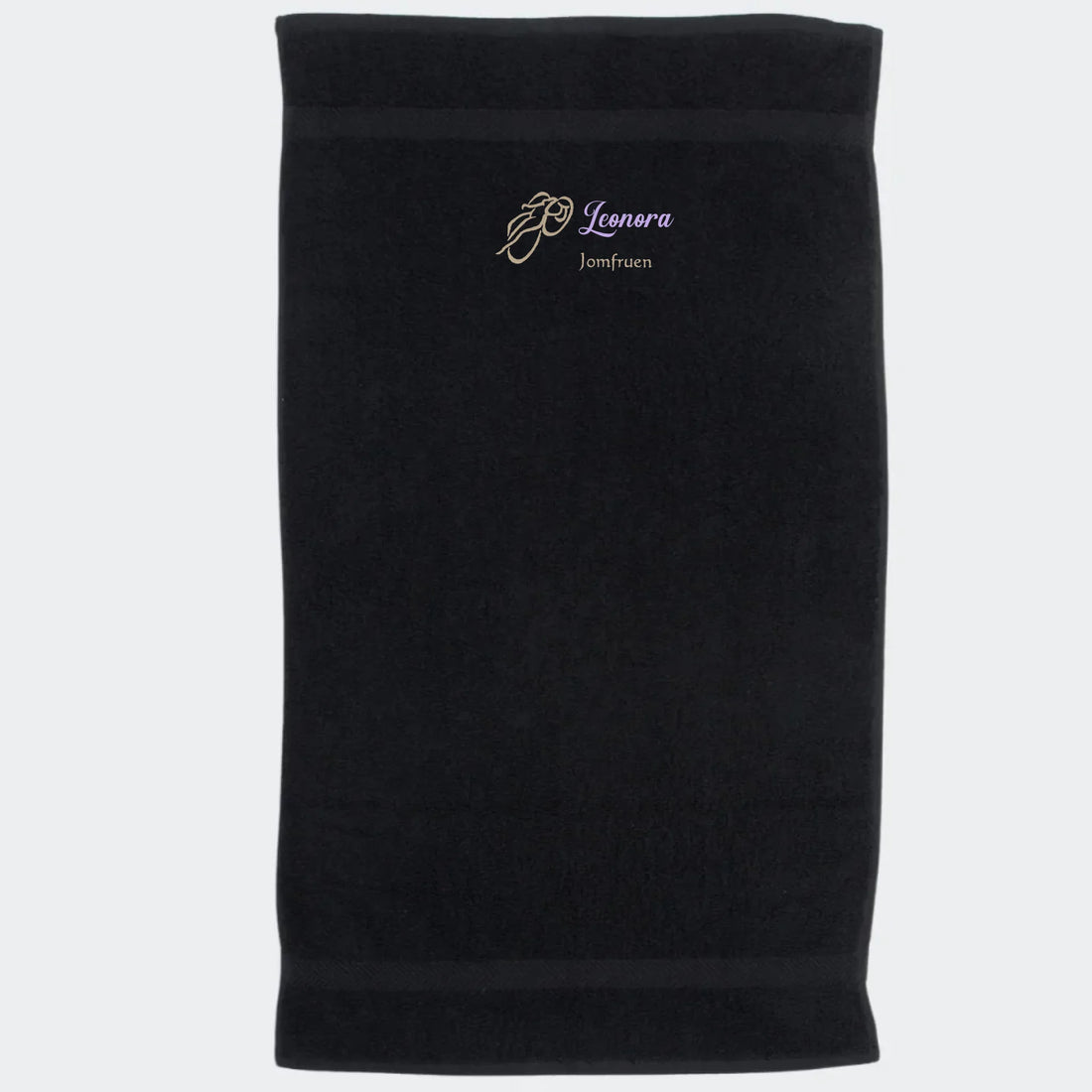 Håndklæde med stjernetegn og navn - Jomfruen Customizer TeeInBlue Håndklæde med flere linjer Sort 50x90