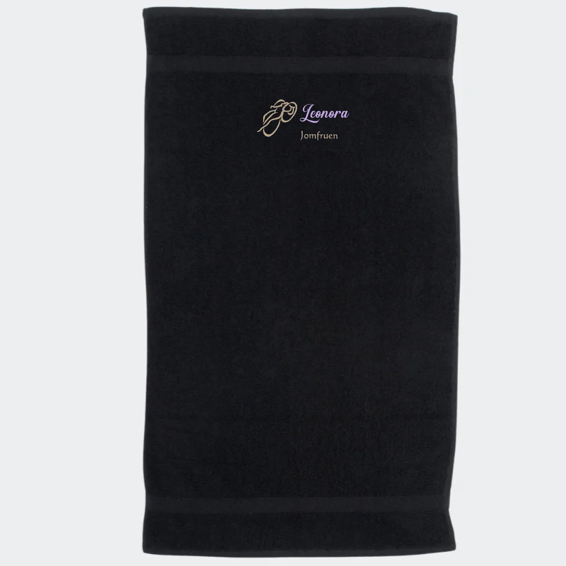 Håndklæde med stjernetegn og navn - Jomfruen Customizer TeeInBlue Håndklæde med flere linjer Sort 50x90