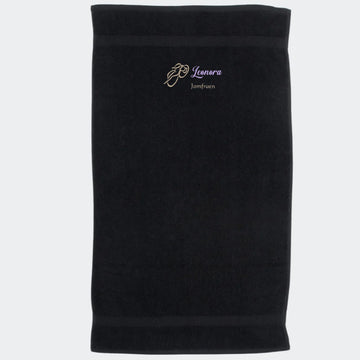 Håndklæde med stjernetegn og navn - Jomfruen Customizer TeeInBlue Håndklæde med flere linjer Sort 50x90