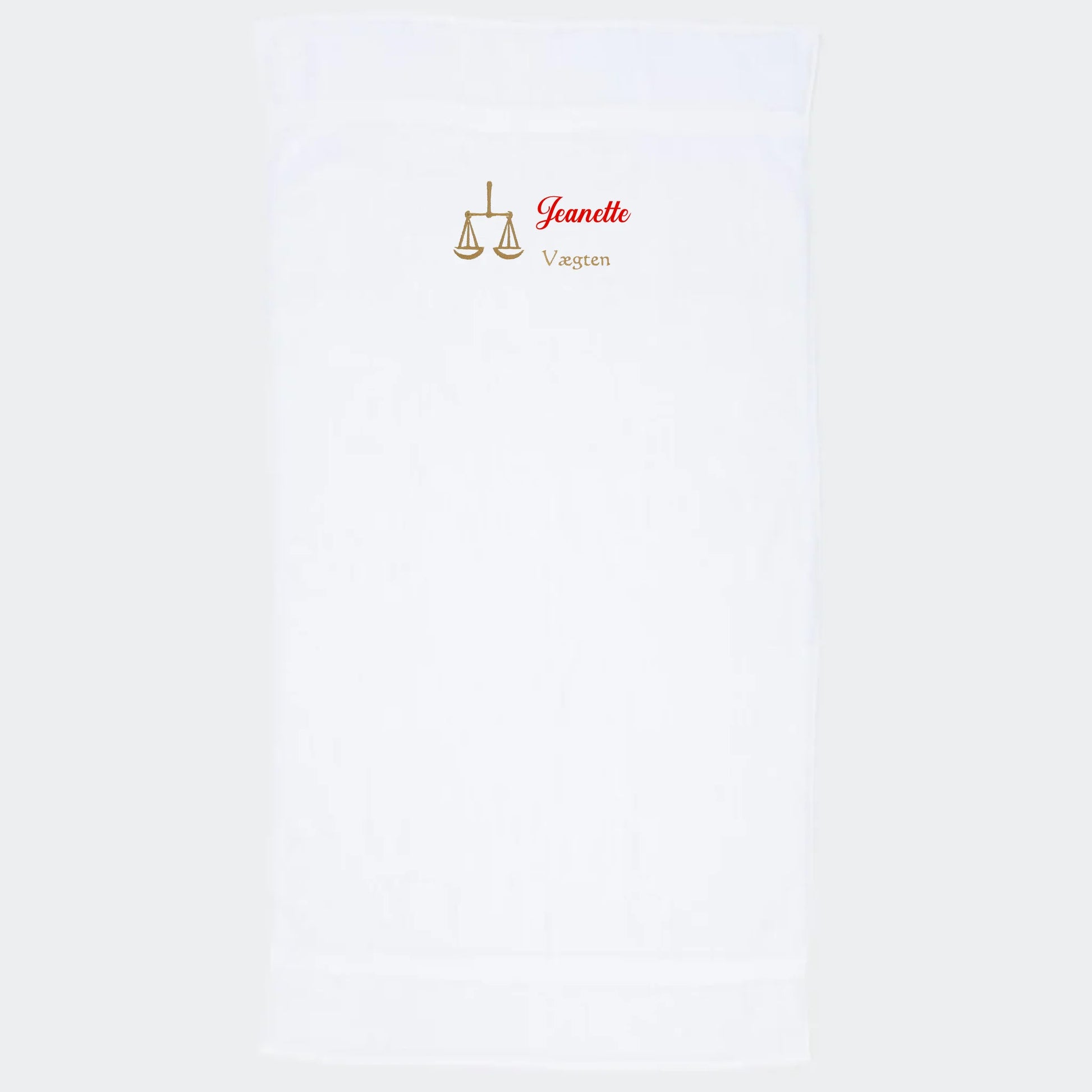 Håndklæde med stjernetegn og navn - Vægten Customizer TeeInBlue Håndklæde med flere linjer Hvid 50x90