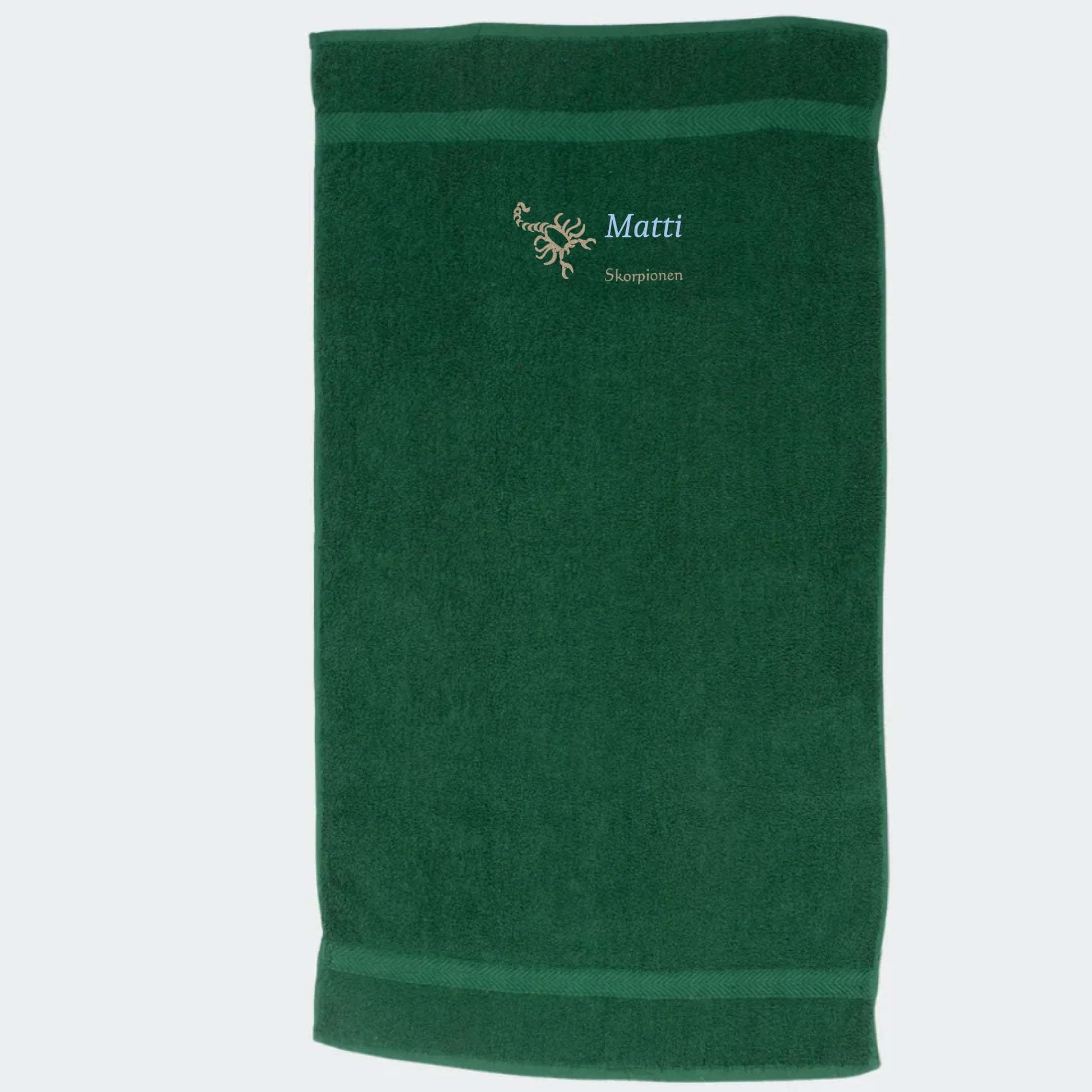 Håndklæde med stjernetegn og navn - Skorpionen Customizer TeeInBlue Håndklæde med flere linjer Mørkgrøn 50x90