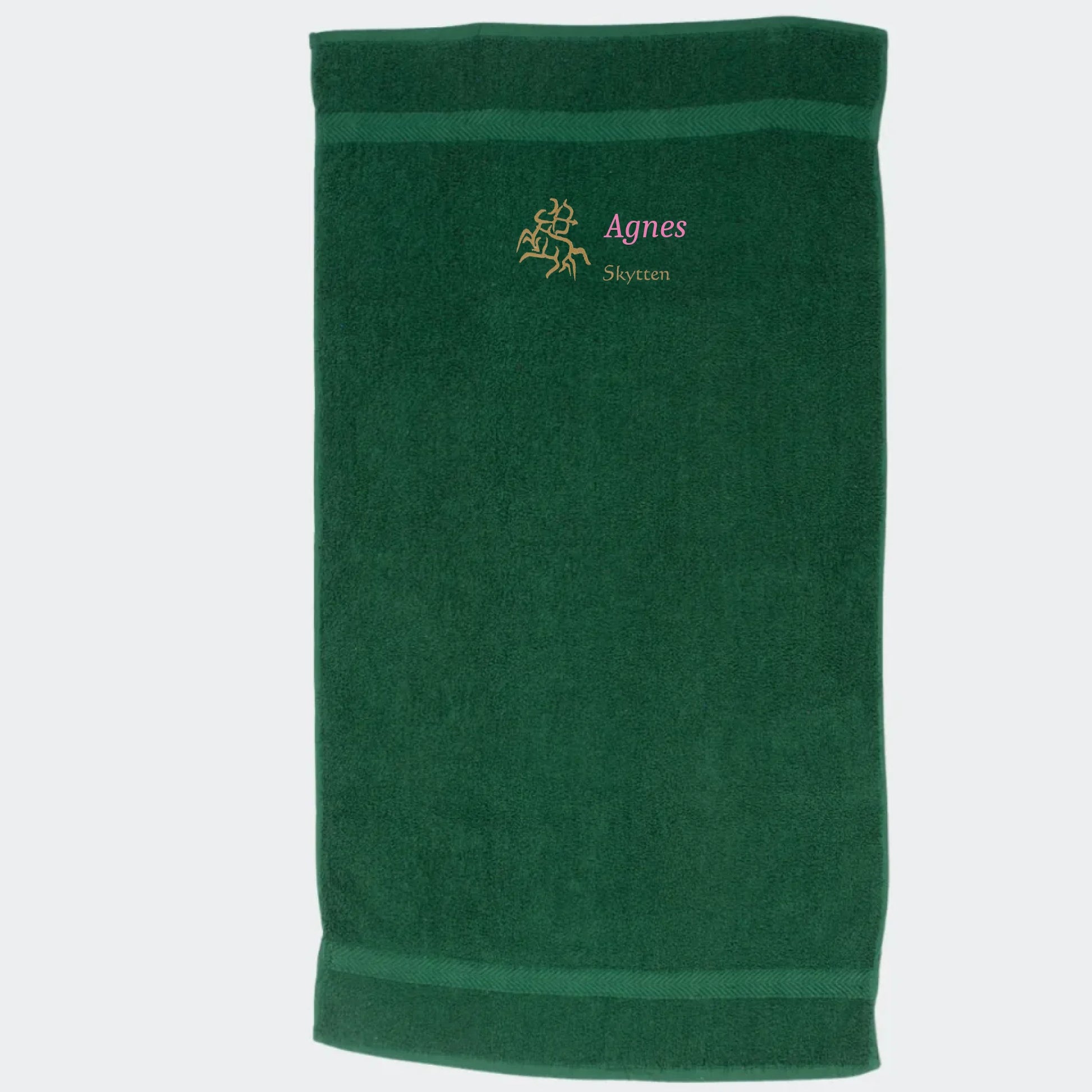 Håndklæde med stjernetegn og navn - Skytten Customizer TeeInBlue Håndklæde med flere linjer Mørkgrøn 50x90