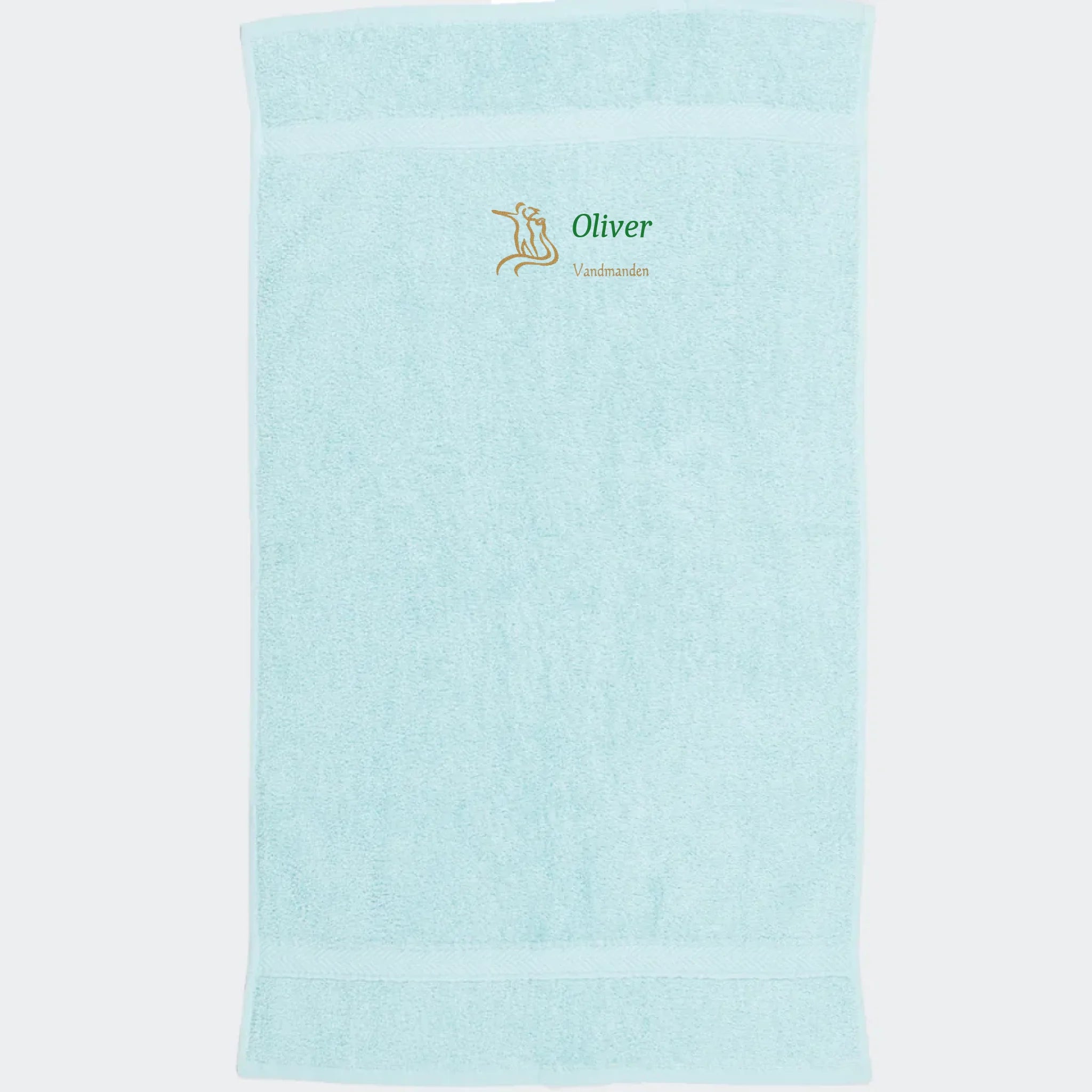 Håndklæde med stjernetegn og navn – Vandmanden, flere linjer Mint 50x90