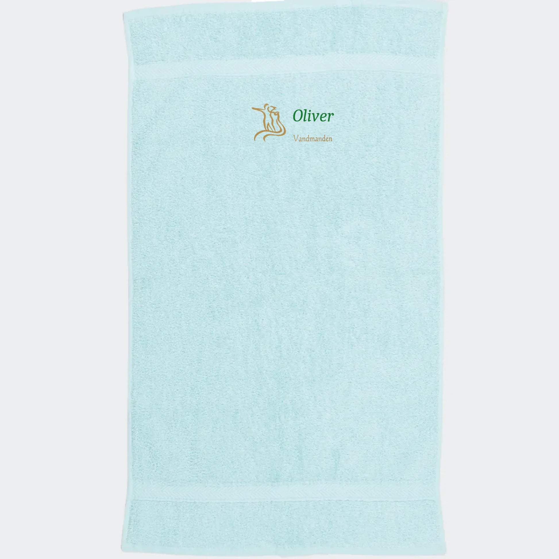 Håndklæde med stjernetegn og navn - Vandmanden Customizer TeeInBlue Håndklæde med flere linjer Mint 50x90