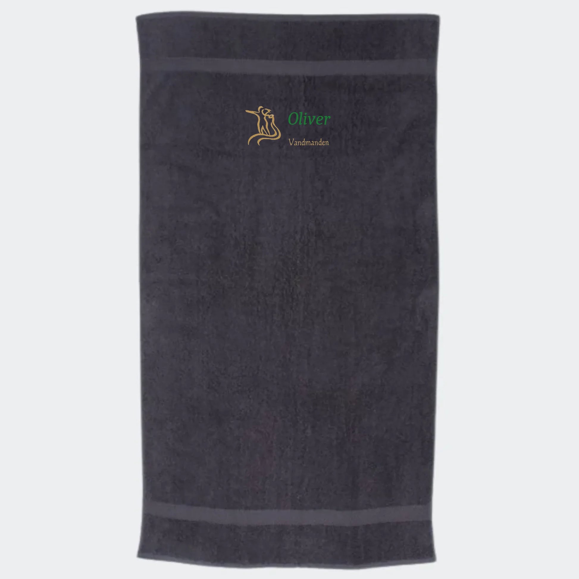 Håndklæde med stjernetegn og navn - Vandmanden Customizer TeeInBlue Håndklæde med flere linjer Mørkegrå 50x90