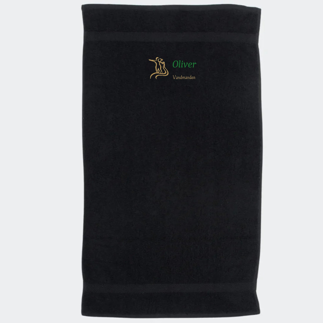 Håndklæde med stjernetegn og navn - Vandmanden Customizer TeeInBlue Håndklæde med flere linjer Sort 50x90