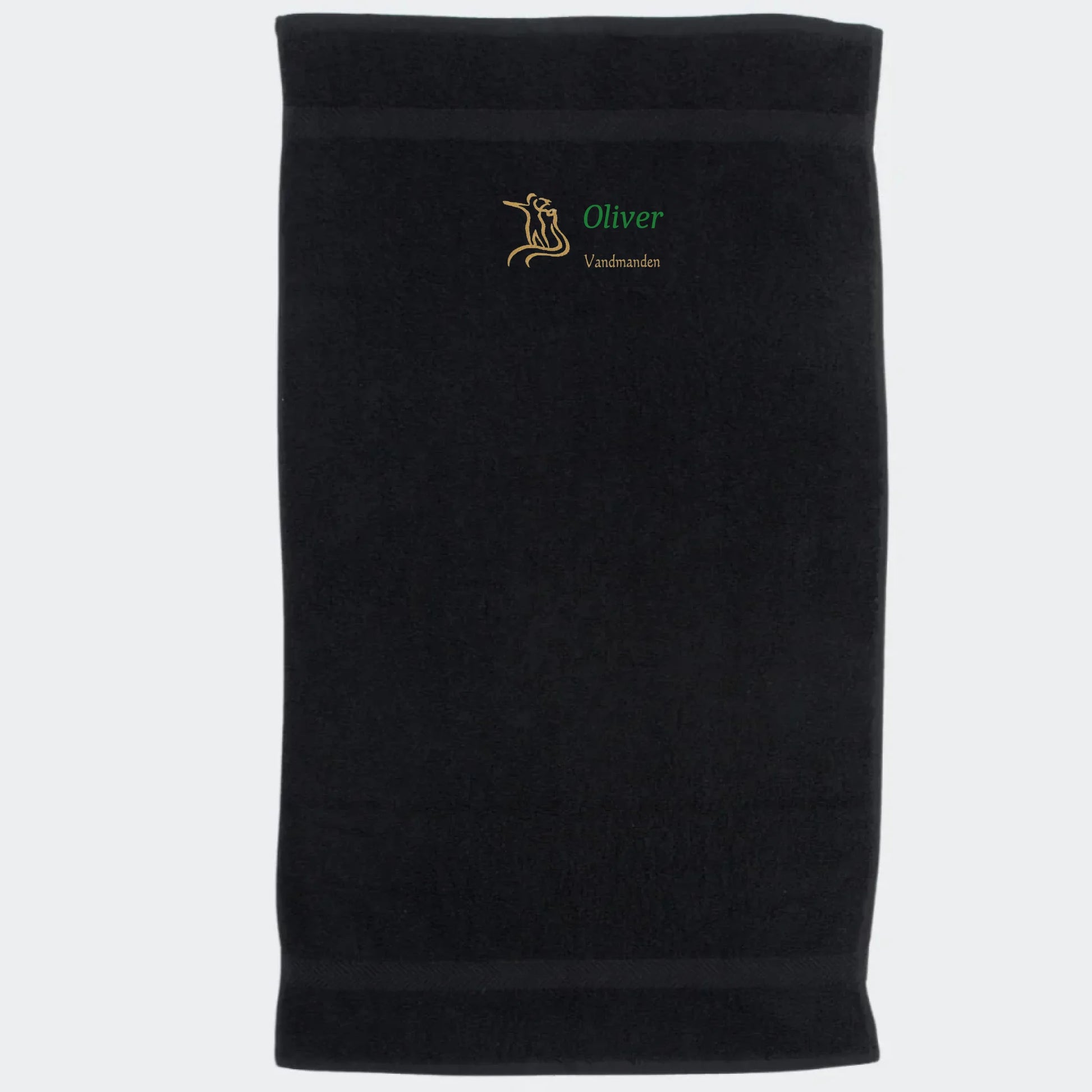 Håndklæde med stjernetegn og navn - Vandmanden Customizer TeeInBlue Håndklæde med flere linjer Sort 50x90