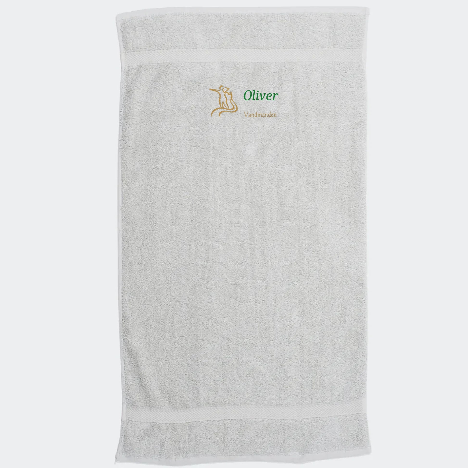 Håndklæde med stjernetegn og navn - Vandmanden Customizer TeeInBlue Håndklæde med flere linjer Lysegrå 50x90