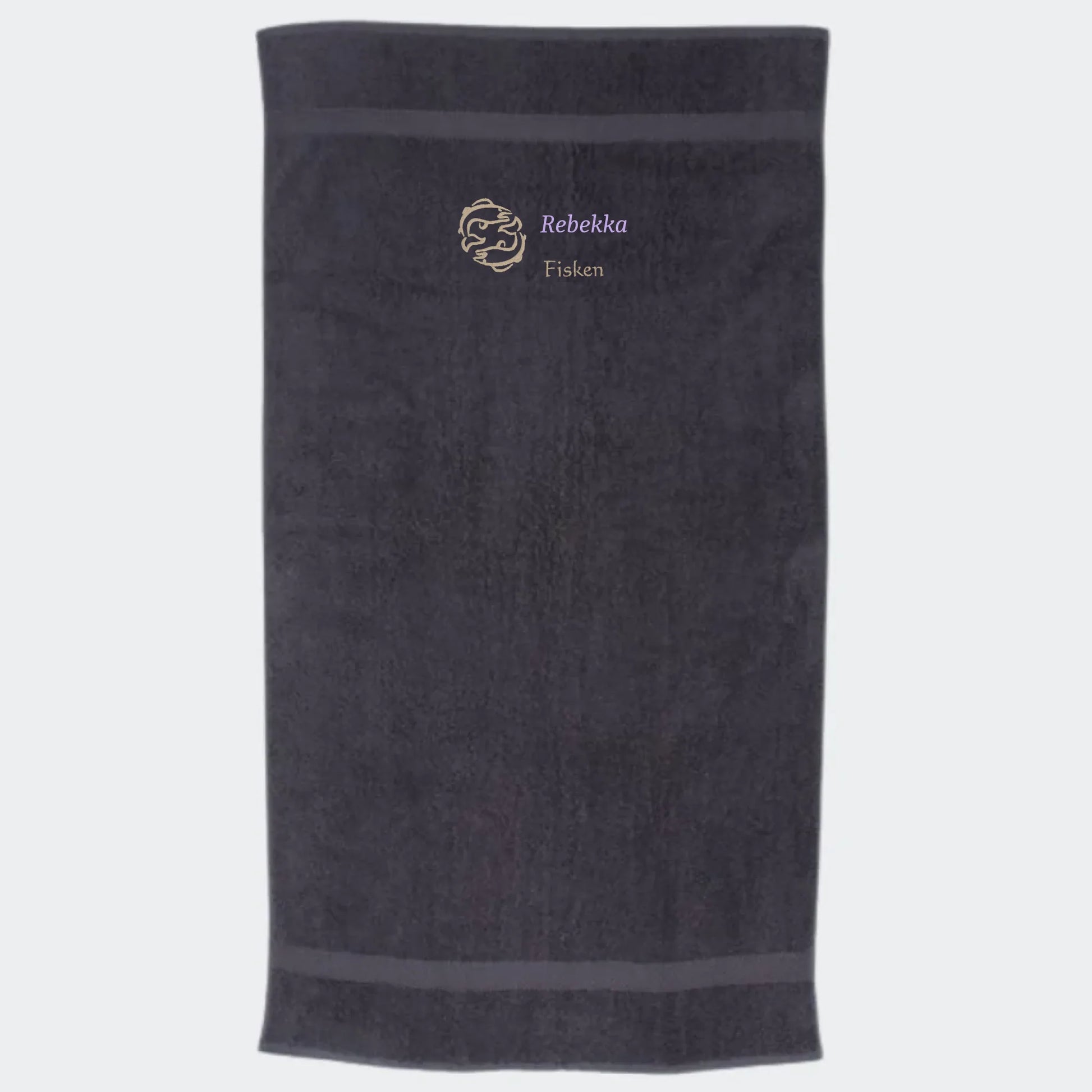 Håndklæde med stjernetegn og navn - Fisken Customizer TeeInBlue Håndklæde med flere linjer Mørkegrå 50x90