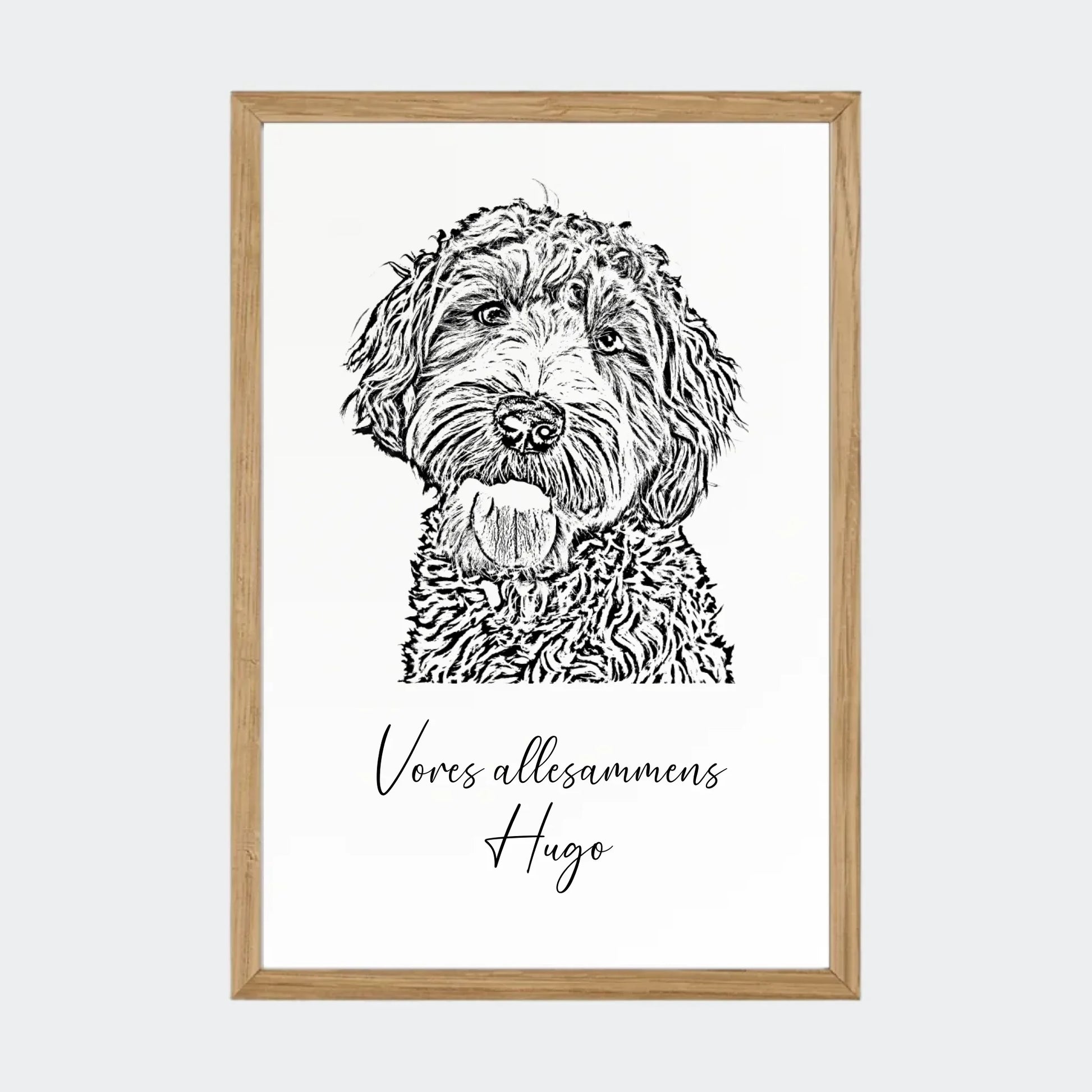 Plakat - Upload eget billede - Stregtegning Customizer TeeInBlue A4 Massiv eg A4