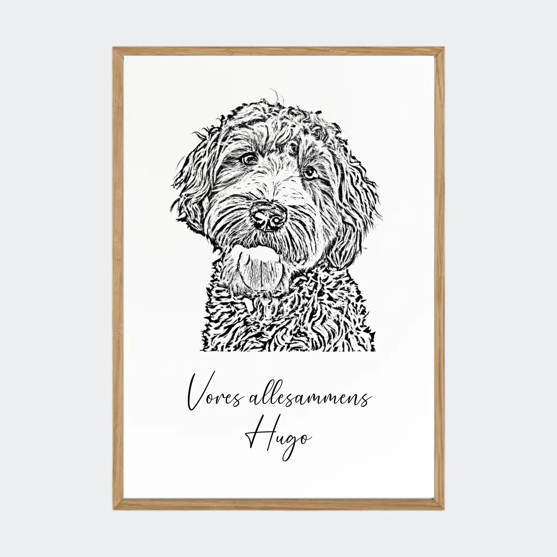 Plakat - Upload eget billede - Stregtegning Customizer TeeInBlue A3 Massiv eg A3